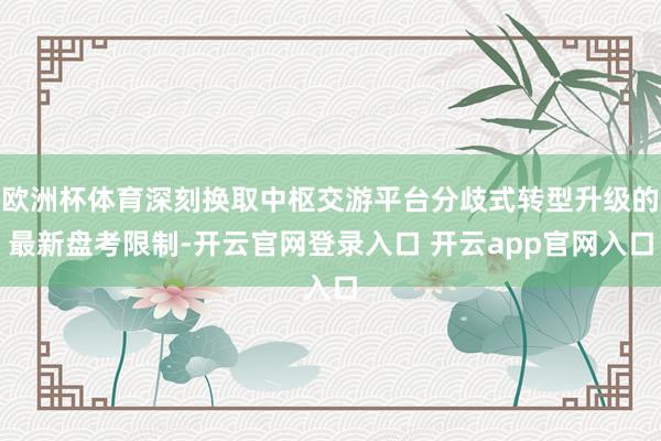 欧洲杯体育深刻换取中枢交游平台分歧式转型升级的最新盘考限制-开云官网登录入口 开云app官网入口