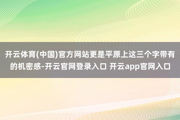 开云体育(中国)官方网站更是平原上这三个字带有的机密感-开云官网登录入口 开云app官网入口