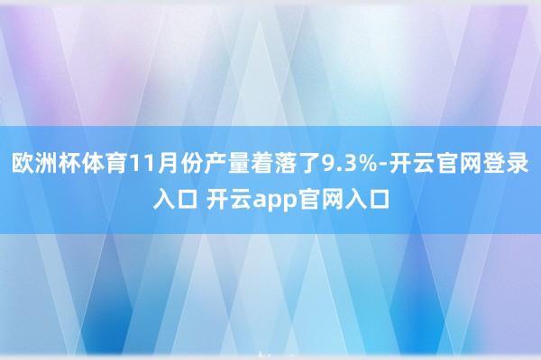 欧洲杯体育11月份产量着落了9.3%-开云官网登录入口 开云app官网入口