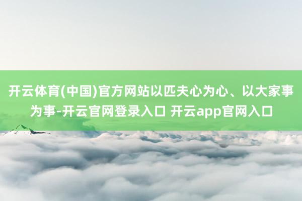 开云体育(中国)官方网站以匹夫心为心、以大家事为事-开云官网登录入口 开云app官网入口