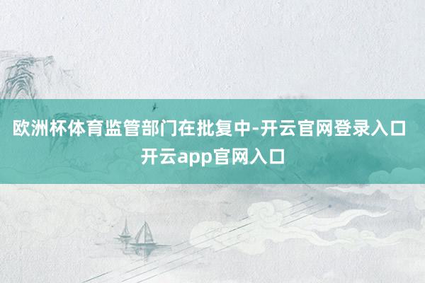 欧洲杯体育　　监管部门在批复中-开云官网登录入口 开云app官网入口
