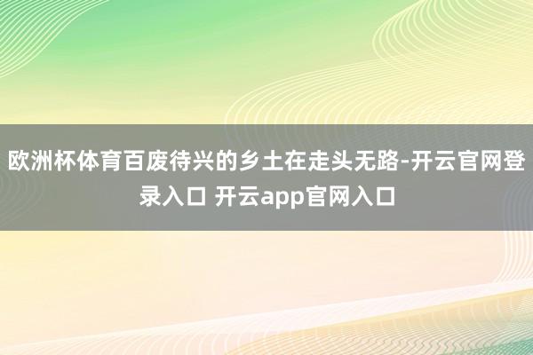 欧洲杯体育百废待兴的乡土在走头无路-开云官网登录入口 开云app官网入口
